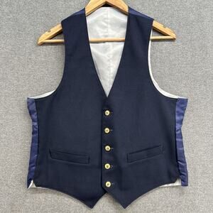 Vintage Sears Roebuck PERMA-PREST Reversible Vest Men's 42R Large Navy Blue Grey